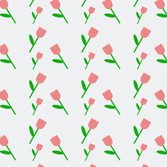 Pattern with red tulip flowers on a light background.