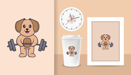 Cute dog cartoon character. Prints on T-shirts, sweatshirts, cases for mobile phones, souvenirs. Isolated vector illustration.