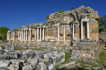 Fototapeta na wymiar Ruins of ancient fountain Nympheum in Side