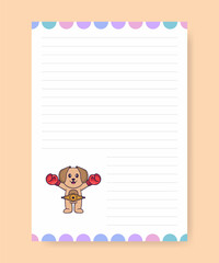 Planner page and to do list with cute dog. Cartoon vector illustration.