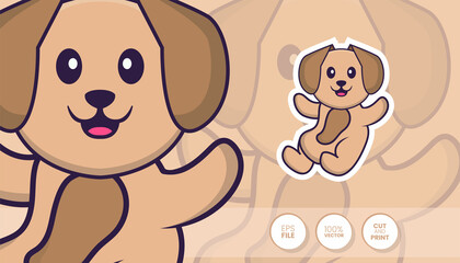 Hand drawn illustration of Cute dog. Cartoon character concept - Stickers
