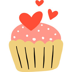 Cupcake heart valentine illustration