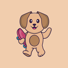Cute dog cartoon character vector illustration.