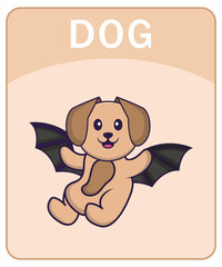 Alphabet flashcard with Cute dog cartoon character.