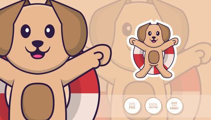 Hand drawn illustration of Cute dog. Cartoon character concept - Stickers
