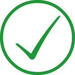 Vector illustration of an approved checklist in green and a circle that surrounds it