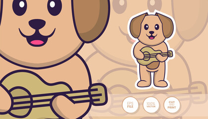 Hand drawn illustration of Cute dog. Cartoon character concept - Stickers