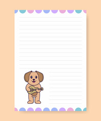 Planner page and to do list with cute dog. Cartoon vector illustration.