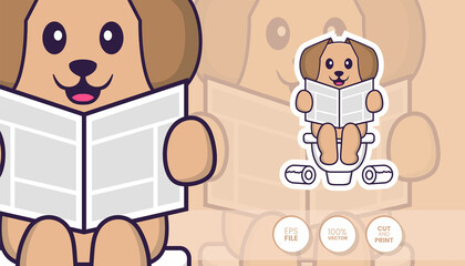 Hand drawn illustration of Cute dog. Cartoon character concept - Stickers