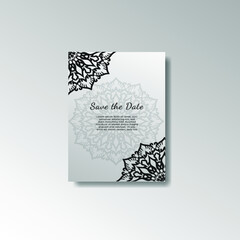 Vintage delicate greeting invitation card template design with flowers.