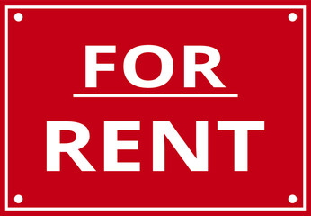 Red for rent sign as a symbol of rental properties