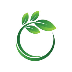 Ring beauty leaf vector logo, circle frame leaf logo template