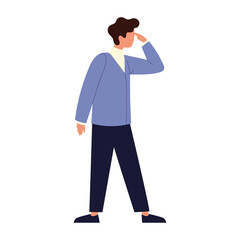 man looking far away