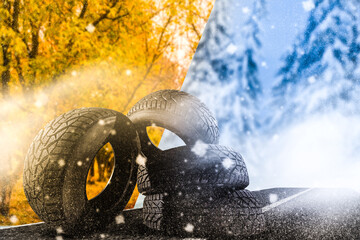 tires transition autumn and winter outdoor