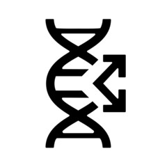 Black DNA mutation, change gene flat GMO icon, sign. Symbol genetically modification. Food label or tag isolated on white background. Vector illustration.