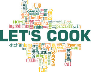 Let's Cook vector illustration word cloud isolated on white background.