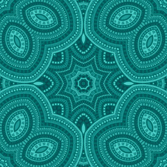 Persian traditional floral vector seamless motif. Fabric patchwork design. Cute mediterranean ornament. Ceramic decor design. Circles and lines elements texture.