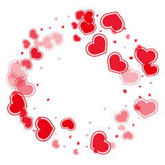 Beautiful red hearts falling vector illustration.