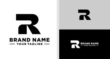 LETTER R LOGO MONOGRAM BOLD STRONG EDITABLE