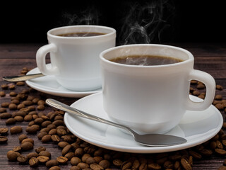 cup of coffee with beans