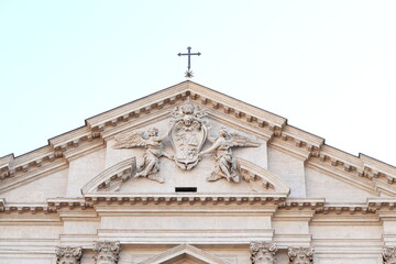 Fototapeta na wymiar Sant'Andrea della Valle Church Facade Sculpted Detail in Rome, Italy