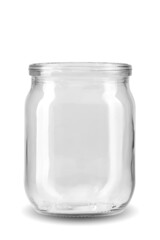 Transparent jar on white background isolate