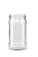 Jar with thread and pattern on white background isolate