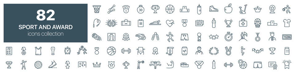 Sport and award line icons collection. Vector illustration eps10
