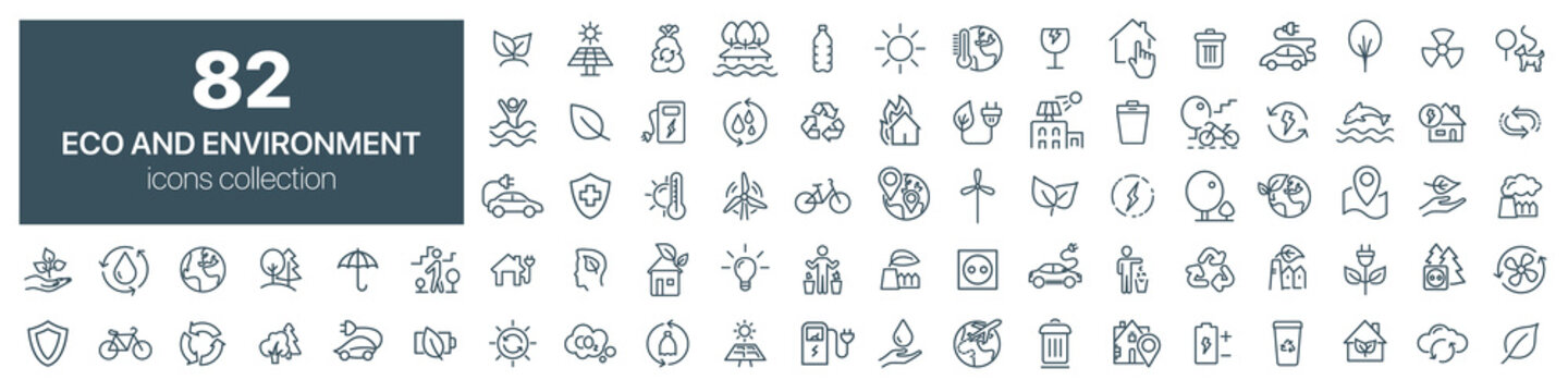 Eco and environment line icons collection. Vector illustration eps10