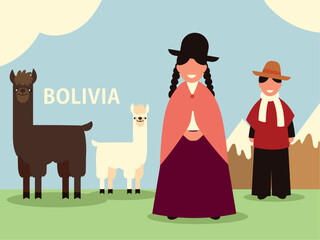 bolivia couple and llamas © djvstock
