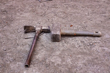 Metal instrument in an industrial area