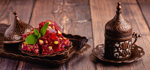 Turkish Delight and Traditional Turkish Coffee.