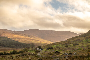 Fototapeta premium Rain coming in at the Bluestack Mountains between Glenties and Ballybofey in County Donegal - Ireland