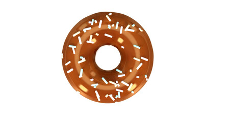 3D ILLUSTRATION OF BAKED SWEET DONUT WITH CARAMEL ICE