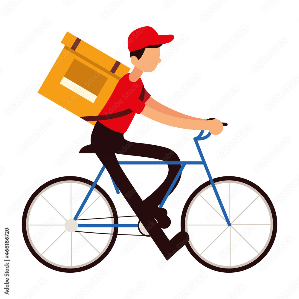 Wall mural delivery man riding bike