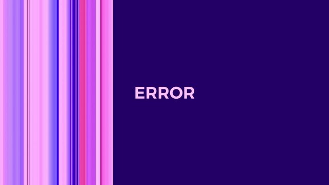 Flashing Error text on screen, distorted CRT VHS retro gaming concept. Glitch background.