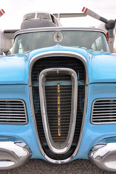 Hamilton, Ontario, Canada - Aug. 14, 2011: A vintage Ford Edsel Ranger classic car seen at the Canadian Warplane Museum.