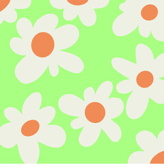 Daisy Flower Seamless Background. Floral Vector Illustration.