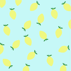 Lemon Seamless Pattern. Aesthetic Fruit Background. Vector Illustration.