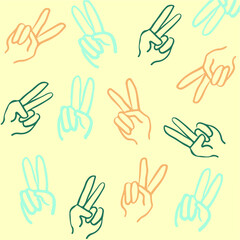 Obraz premium Peace Hand Gesture Pattern Background. Vector Illustration.