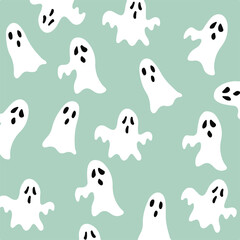 Halloween Ghost Pattern Background. Vector Illustration.