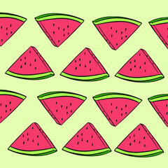 Slice Watermelon Seamless Background. Vector Illustration.
