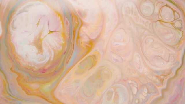 Liquid paint mixing video with splash and swirl. Abstract psychedelic paint liquid motion background video. Fluid art painting video