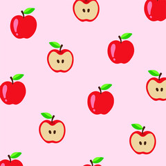 Apple Pattern Background. Fruit Vector Illustration.