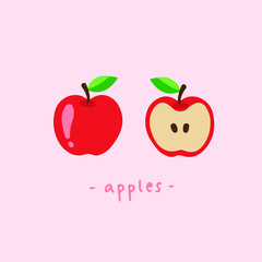 Apples Slice Symbol. Delicious Food Vector Illustration.
