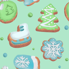 New Year's pattern of ginger cookies.