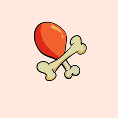 Chicken Drumstick Symbol. Delicious Food Vector Illustration.