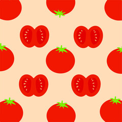 Tomato Pattern Background. Fruit Vector Illustration.