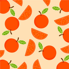 Orange Slices Pattern Background. Fruit Vector Illustration.