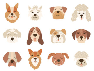 Dog face clipart. Vector illustration.